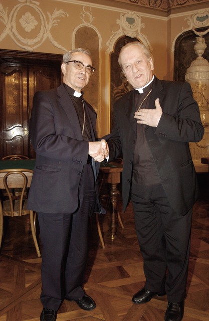 Nadškof Santosa Abrila y Castella, apostolski nuncij v Sloveniji in nadškof Franc Rode