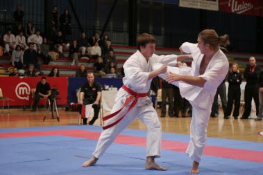 Makotokai karate za razliko od bolj znanih bratskih karate variant slovi po tem, da udarci letijo tudi naravnost v telo, kar je med borbami tudi slišati Makotokai karate za razliko od bolj znanih bratskih karate variant slovi po tem, da udarci letijo tudi naravnost v telo, kar je med borbami tudi slišati