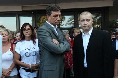 Premier Borut Pahor in minister Matej Lahovnik v Muri