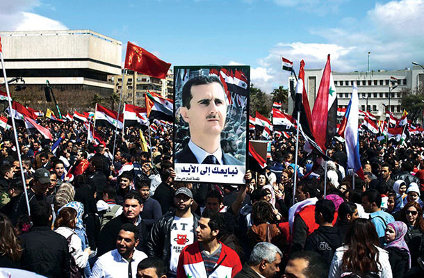 Podporniki Asadovega režima v Damasku 