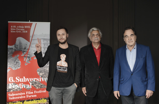 Srećko Horvat, spiritus agens Subverzije, Tariq Ali, filozof, in Oliver Stone, kultni režiser