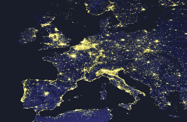 Evropa ponoči