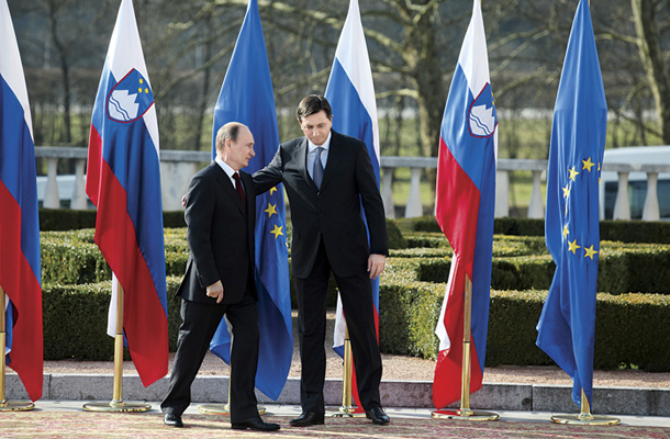 Vladimir Putin, takrat predsednik vlade, na obisku pri Borutu Pahorju, takrat tudi predsedniku vlade, na Brdu leta 2011.