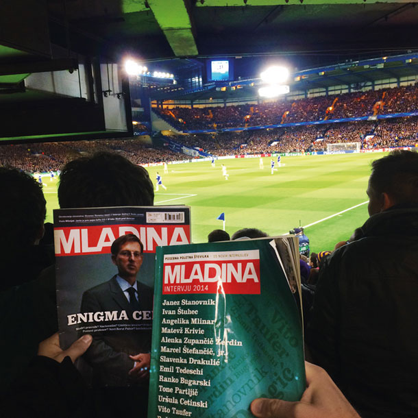 Tine in Igor z Mirom na Stamford Bridgeu, Chelsea vs Maribor / Foto Tine