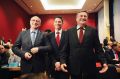 Foto tedna: Novi predsednik Olimpijskega komiteja Slovenije Bogdan Gabrovec ter poraženi in izrinjeni kandidat, Zoran Janković (levo) in Andraž Vehovar (na sredini)