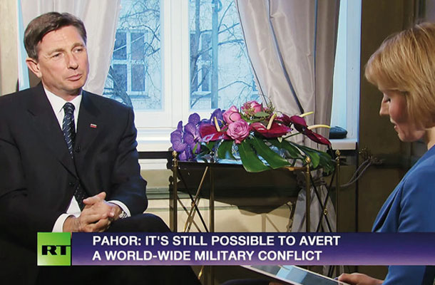 Borut Pahor med intervjujem za rusko televizijo