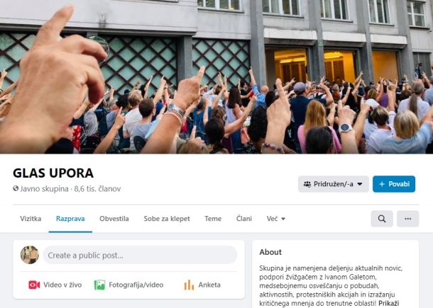 Nova skupina na Facebooku, ki je zrasla na pogorišču prejšnje (Skupina podpore Ivanu Galetu), je v pičlih nekaj dneh dobila več kot 8.000 članov