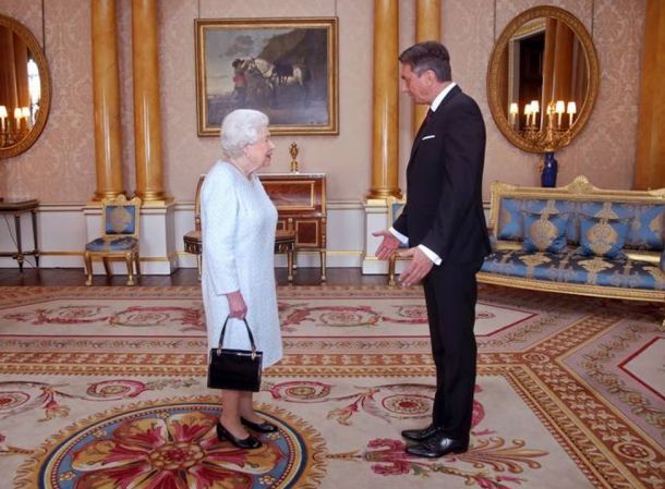 Predsednik Borut Pahor in britanska kraljica Elizabeta II.