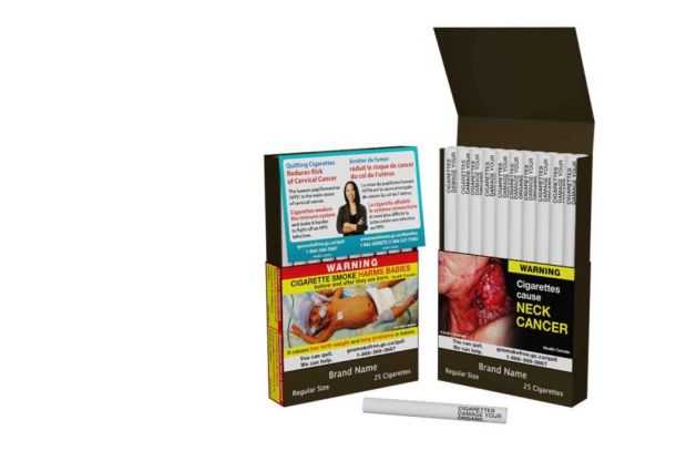 Predlagana zdravstvena opozorila na posameznih cigaretah v Kanadi