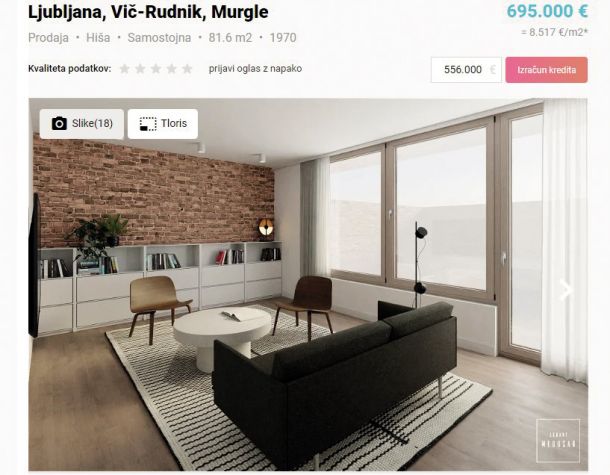 Niti Milan Kučan si danes ne bi mogel privoščiti hiše v ljubljanskih Murglah, saj je cena tam 8500 evrov za kvadratni meter.