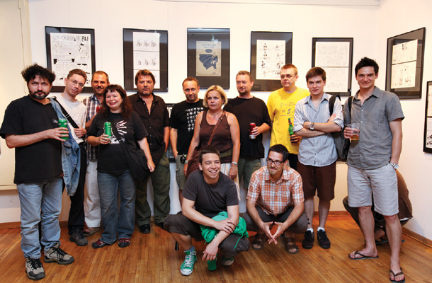 Odprtje razstave Slovenski stripovski klasiki, v sklopu festivala Trnfest, leta 2009