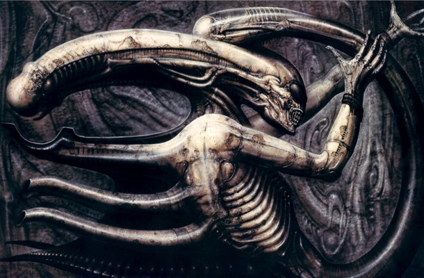 'Osmi potnik' oziroma 'Alien', Gigerjev najslavnejši ksenomorf, ki se je z velikimi črkami vpisal v popkulturo in nočne more njenih konzumentov.