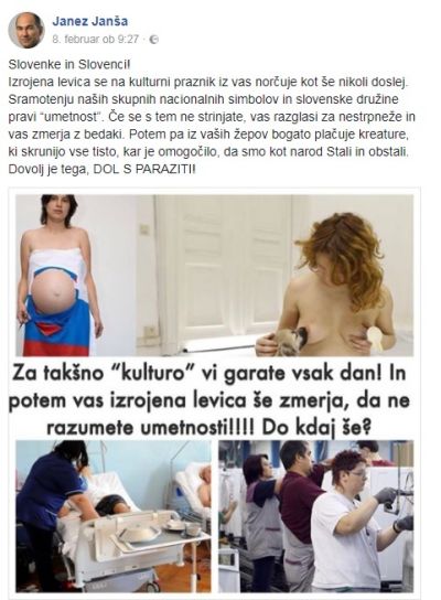Nestrpen zapis predsednika SDS Janeza Janše na Facebooku, ki ga je objavil na slovenski kulturni praznik