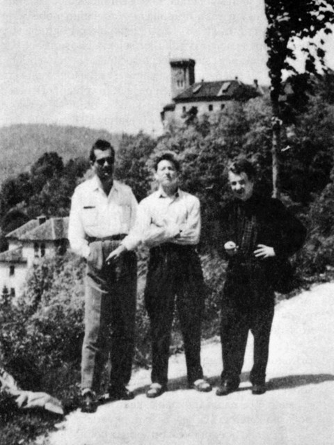 V družbi s Toonom Wegnerjem in Petrom Božičem junija 1956