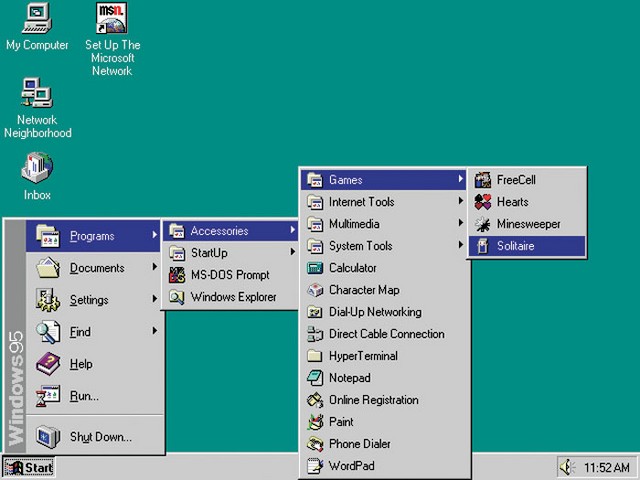 Windows 95 je prinesel nov vmesnik, ki ga uporabljamo še danes