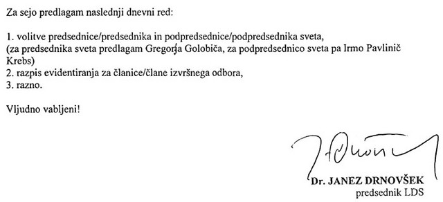 Predsednikovo vabilo in napotilo