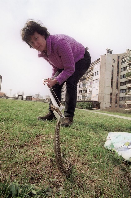 Irena Furlan z orodjem na terenu