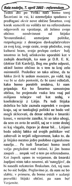 Agitacija Šmarskega župnika: iz letaka V navezi, oznanila župnij Šmartno pri Litiji in Javorje