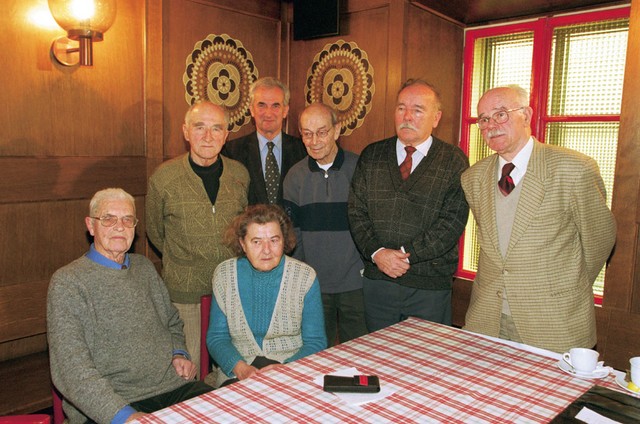 (od leve proti desni) Franc Miklavčič, Ignac Gregorač, Alenka Gerlovič, Tone Premk, Albin Vengust,  dr. Branko Vesel, Baldomir Bizjak