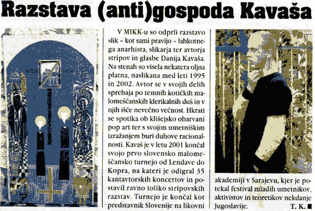 In ta umetnik hoče imeti razstavo tudi v Beltincih? Članek v Vestniku ob katerem je bila objavljena Danijeva slika, ki je tako razkurila beltinškega župnika, da je v svojem listu pozval k prepovedi razstave v Beltincih