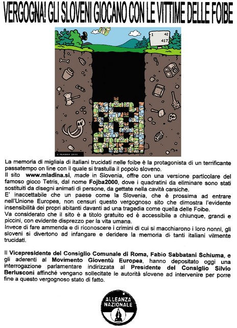 Protestni letak Nacionalnega zavezništva