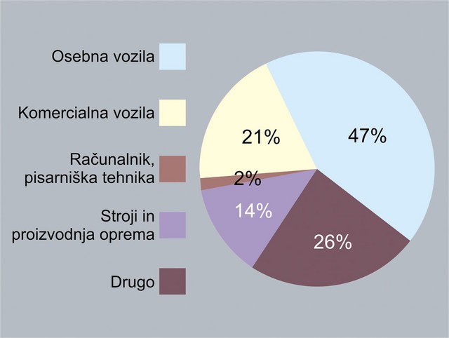 Struktura lizinga premičnin v letu 2002 (v odstotkih)
