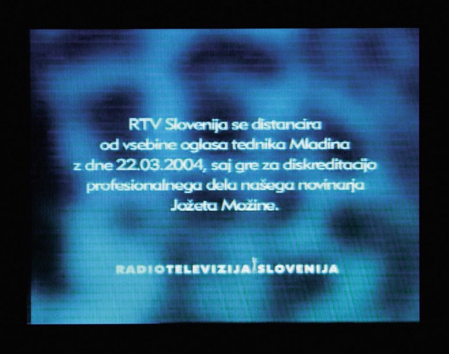 Neposredno po reklamnem oglasu za 13. številko Mladino je še znotraj oglaševalskega bloka objavila telop s tekstom, lastnim podpisom in pojasnilom.