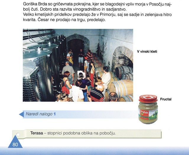 Promocija lastnega gospodarstva na straneh učbenika Družba 5, založba DZS, poglavje opisuje primorski svet.