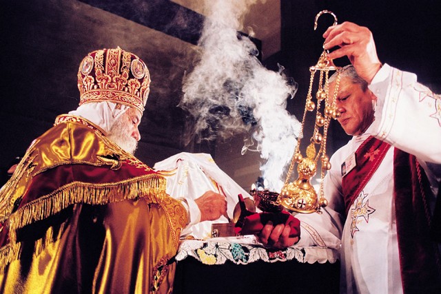 Koptski papež Šenuda III. med božično mašo