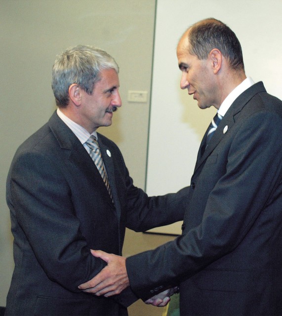 Mikolaš Dzurinda, slovaški premier in Janez Janša v Portorožu, novembra 2004