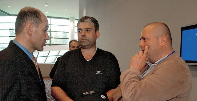 Janez Janša, Albert Pavlič in Silvo Berdajs na kongresu SDS v Portorožu 14. maja 2005