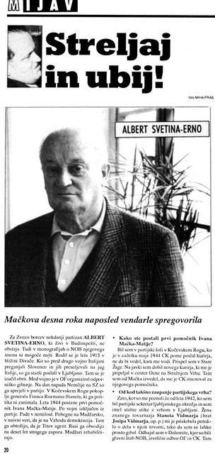 Članek iz Mladine, številka 11, 12. marec 1991, prvi intervju za slovenske medije sedanje kronske priče v primeru Ribičič