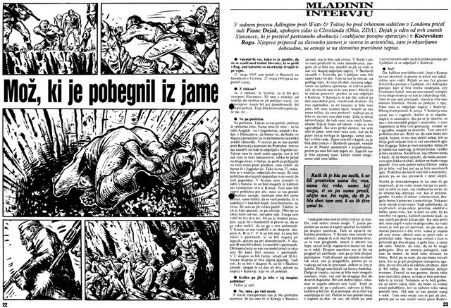 Članek iz Mladine, številka 38, 3. november 1989, prva osebna izpoved žrtve Kočevskih brezen za slovenske medije