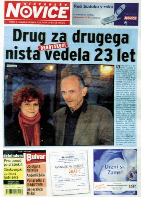 Nana Forte in Janez Drnovšek v Slovenskih novicah, 3. januarja 2006