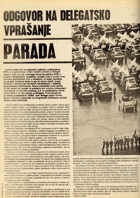 Članek Janeza Janše v Mladini, št. 7, 21. februarja 1985