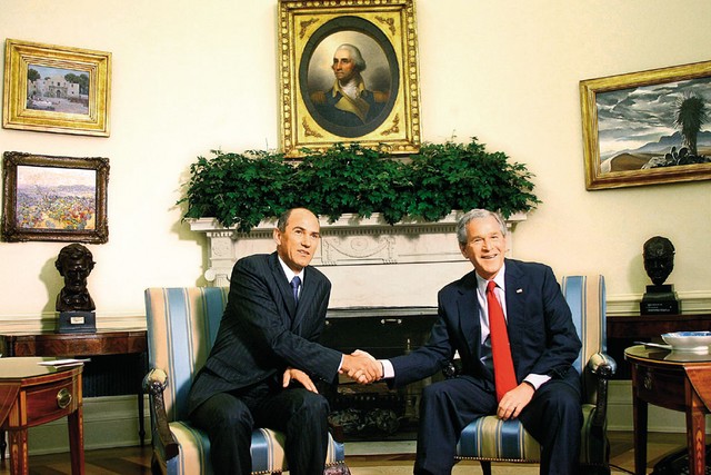 Janez Janša na obisku pri Georgu Bushu, 10 julij 2006