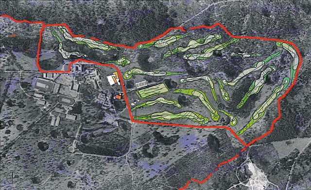 Zadnja verzija načrta novega igrišča za golf v Lipici z 18 igralnimi polji