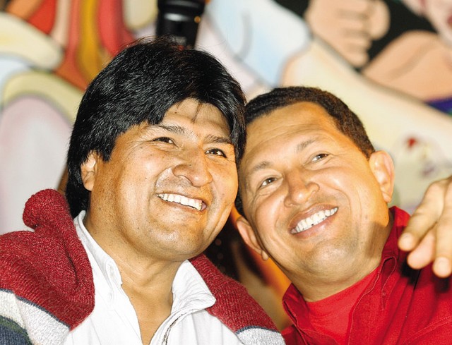 Os zla: Evo Morales, bolivijski predsednik in Hugo Chavez, venezuelski predsednik