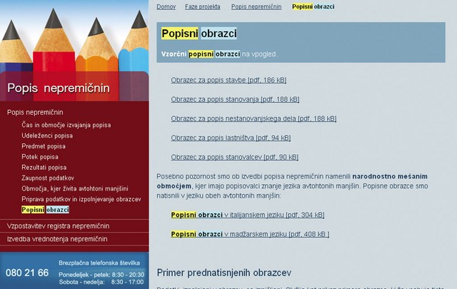 Tajni sedmi obrazec. Na spletni strani Geodetske uprave se je obrazec 7a pojavil šele po objavi v Mladini, 9. decembra. Spletna stran Geodetske uprave 3. decembra (brez obrazca 7), kot si jo je zapomnil Google