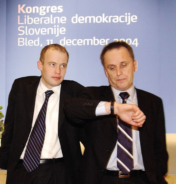 Nekdanja člana LDS Lahovnik in Gaber na predvolilnem kongresu stranke leta 2004