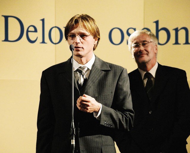 Peter Jančič, odgovorni urednik Dela in Danilo Slivnik, predsednik uprave