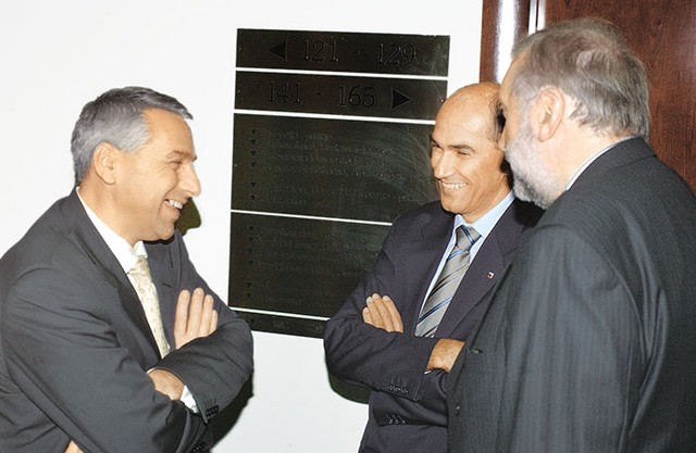 Vladimir Vodušek (RTV SLO), Janez Janša in Dimitrij Rupel