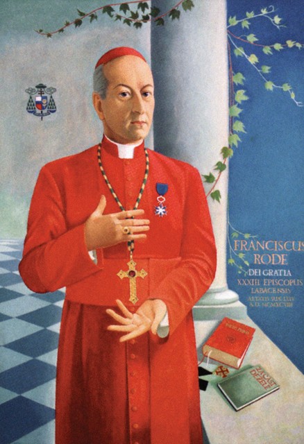 Na upodobitvi Tince Stegovec iz leta 1998 takratni nadškof Rode že nosi barvo 'škrlatnega princa'