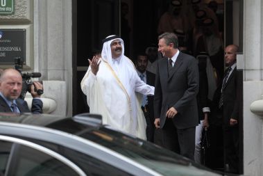Srečanje predsednika vlade Boruta Pahorja s katarskim emirjem , šejkom Hamadom Bin Kalifa al Tanijem