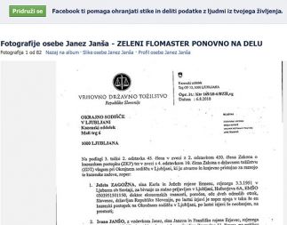 Obtožni predlog, objavljen na Facebook profilu Janeza Janše. Pod opravilno številko in datumom so namerno dodana imena urednikov Mladine, kar prekopirana iz Mladininega kolofona.