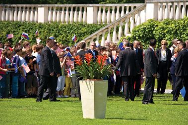 Guzmanije na srečanju EU-ZDA; v ozadju predsednik ZDA George W. Bush (10. 6. 2008, Brdo pri Kranju)