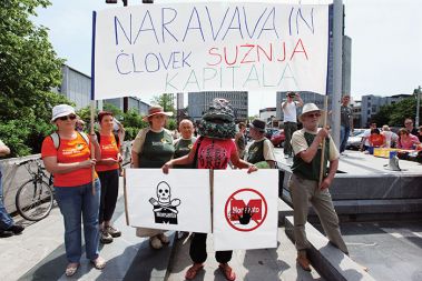 Demonstracije proti gensko spremenjenim organizmom v Ljubljani, 21. maja