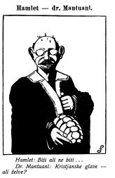 Karikatura »Slovenski Hamlet« iz časopisa Jutro, objavljena leta 1910