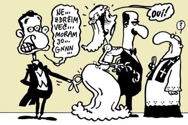 Nicolas je poročen komaj dve leti, ko 10. avgusta 1984 spozna žensko svojega življenja; v mestni hiši se s 24 let starejšim TV-voditeljem Jaquesom Martinom poroči 27-letna Cécilia Maria Sara Isabel Ciganer-Albeniz, hči romunskega judovskega Roma Aron