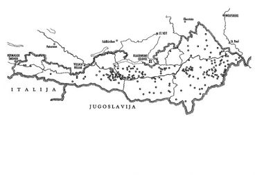 Poskus št. 1 Naselja na južnem Koroškem, ki naj bi dobila dvojezične krajevne napise leta 1972, v času vlade Bruna Kreiskega. Skupaj 205 napisov. 